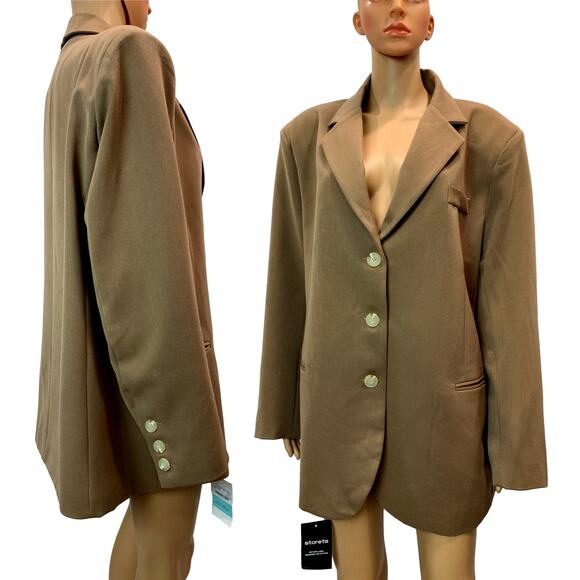NWT Storets "Joan" Padded Oversize Jacket Blazer | Beige | S/M - Picture 8 of 8